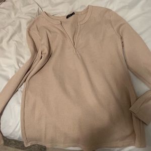 Medium blush pink waffle long sleeve thermal